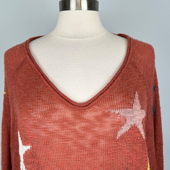 Blank Paige Womens Copper Knit Star Sweater Semi Sheer Long Sleeve size Medium - Picture 6 of 14